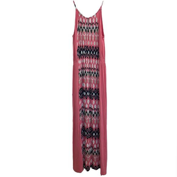 New York & Company High Neck Maxi Dress in Pink Geometric Pattern S/M - Picture 4 of 10